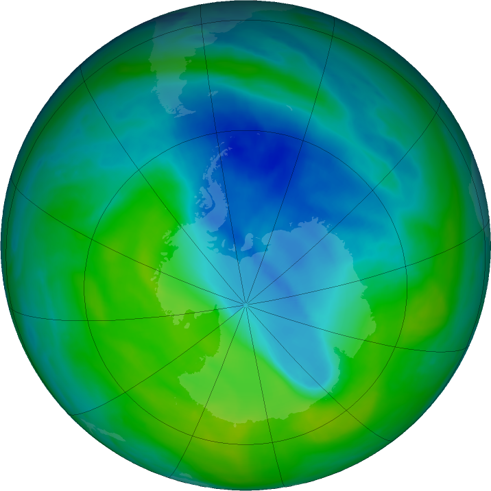 Antarctic ozone map for 18 December 2023
